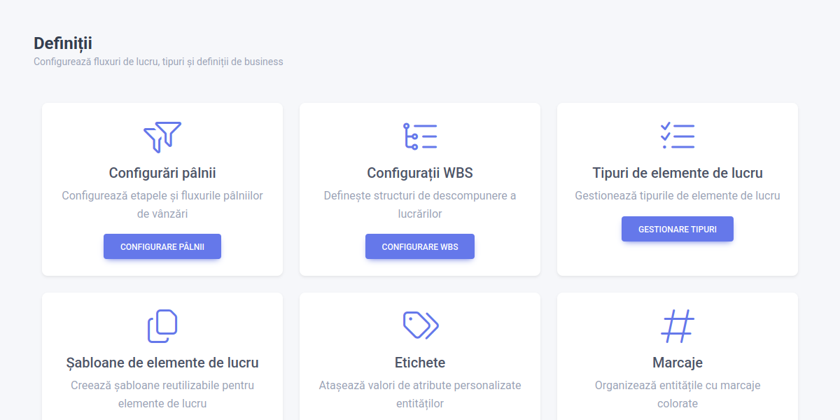 Business configuration settings