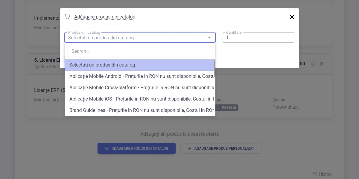 Professional proposal with catalog pricing
