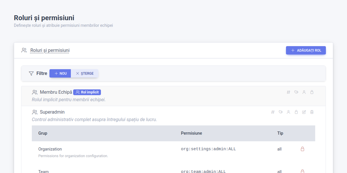 RBAC roles and permissions matrix